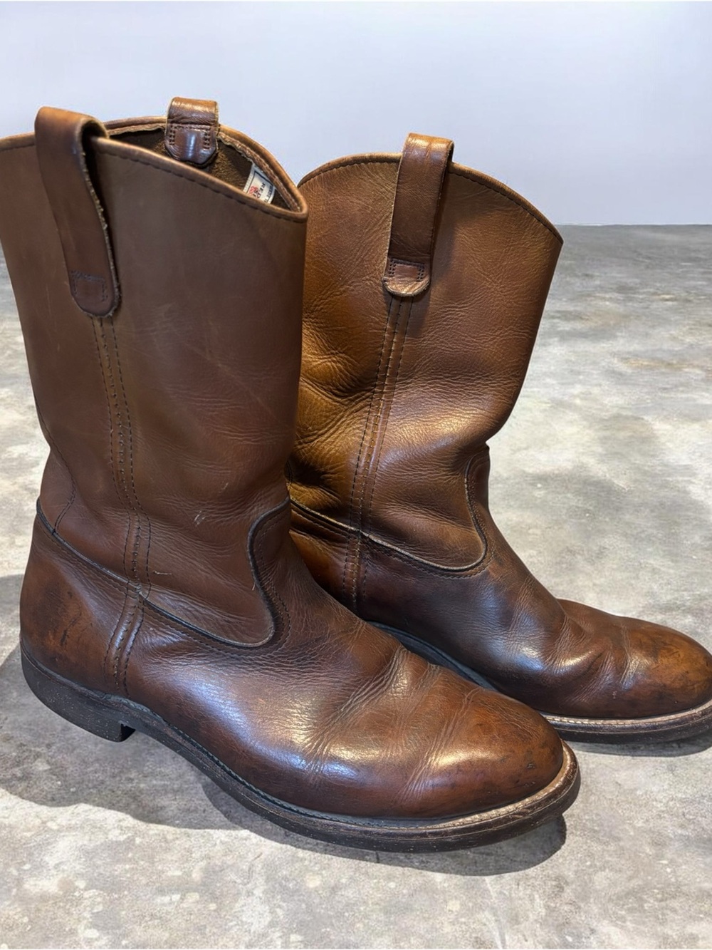 Red Wing Pecos Nailseat 1155 Brown Leather Work Boots Vintage 1986 Size 10e